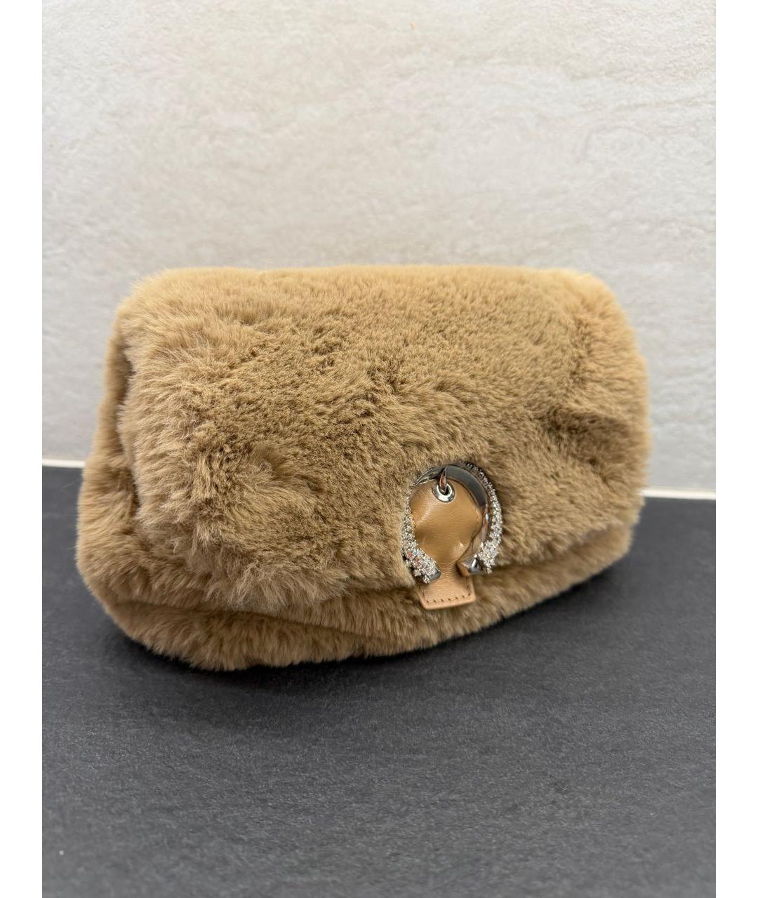 JIMMY CHOO Коричневая меховая сумка через плечо, фото 2