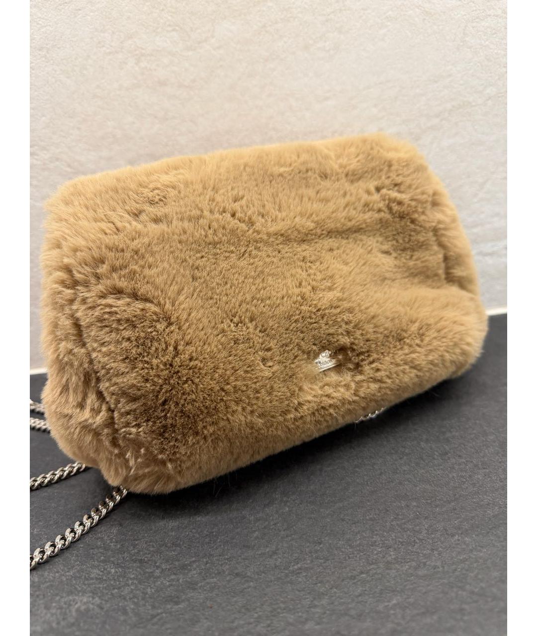 JIMMY CHOO Коричневая меховая сумка через плечо, фото 3