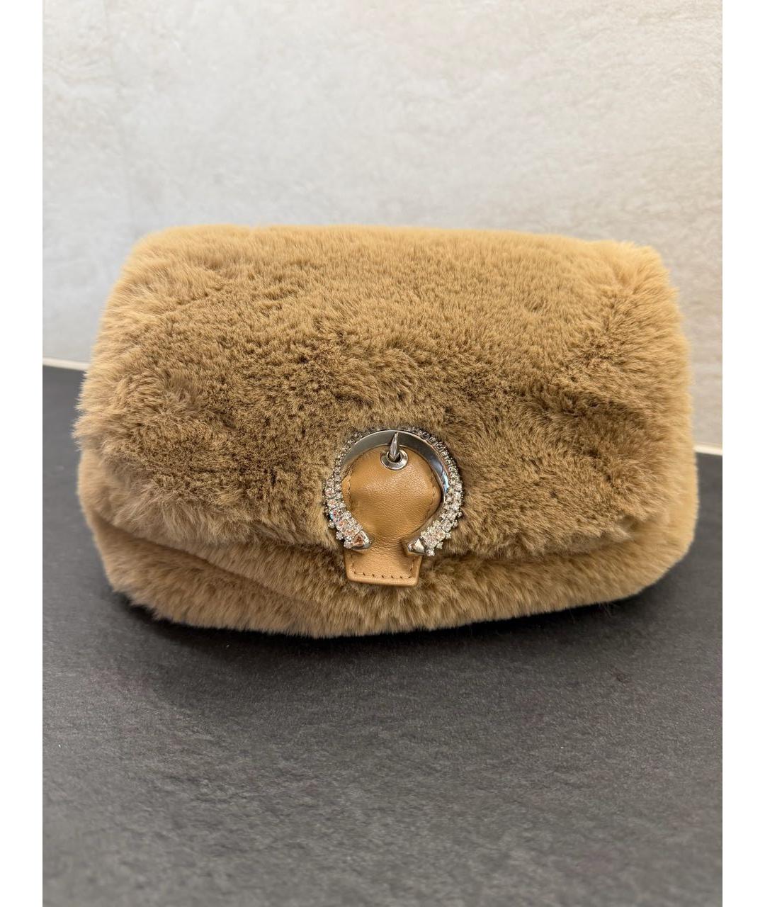 JIMMY CHOO Коричневая меховая сумка через плечо, фото 6