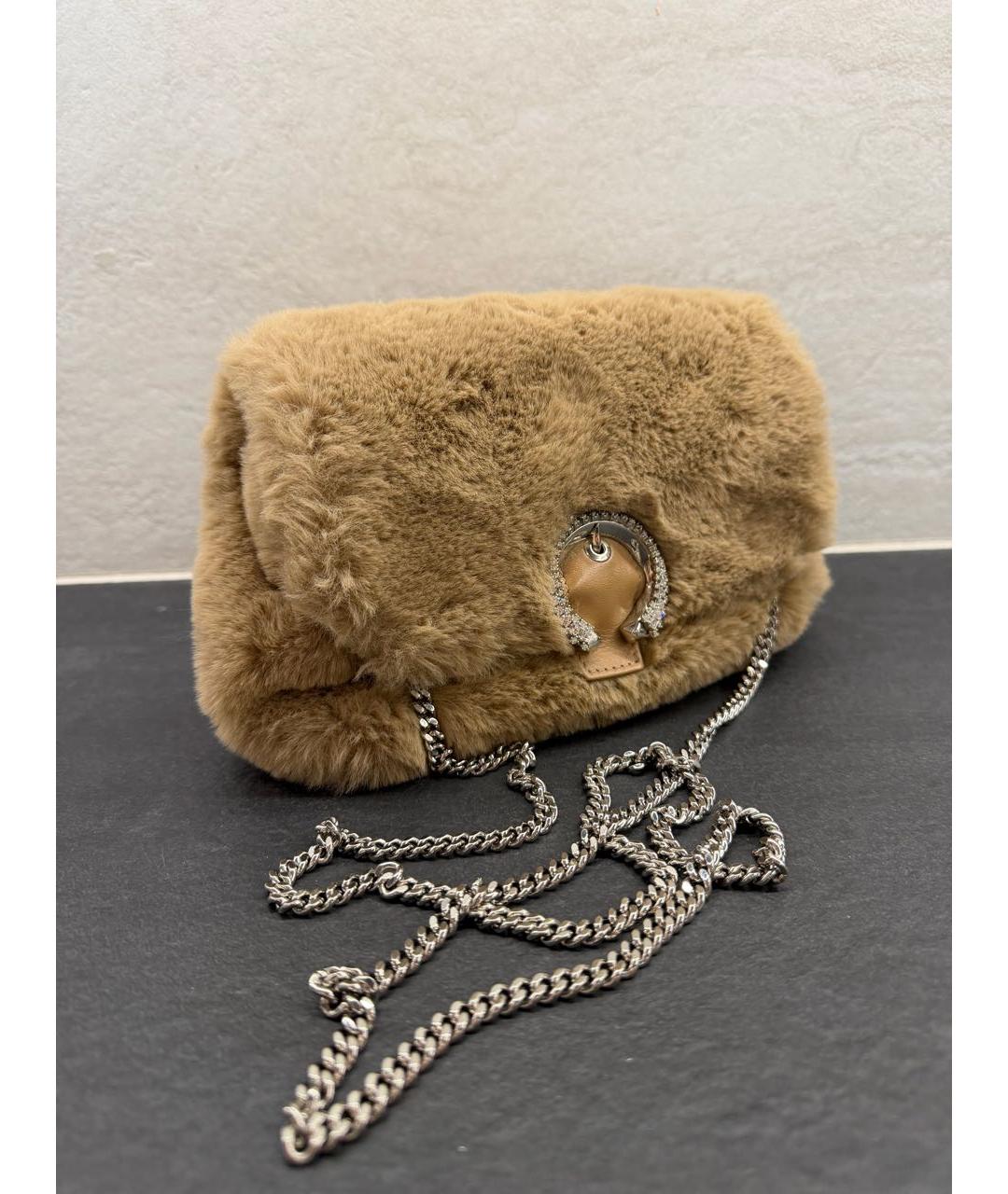 JIMMY CHOO Коричневая меховая сумка через плечо, фото 5