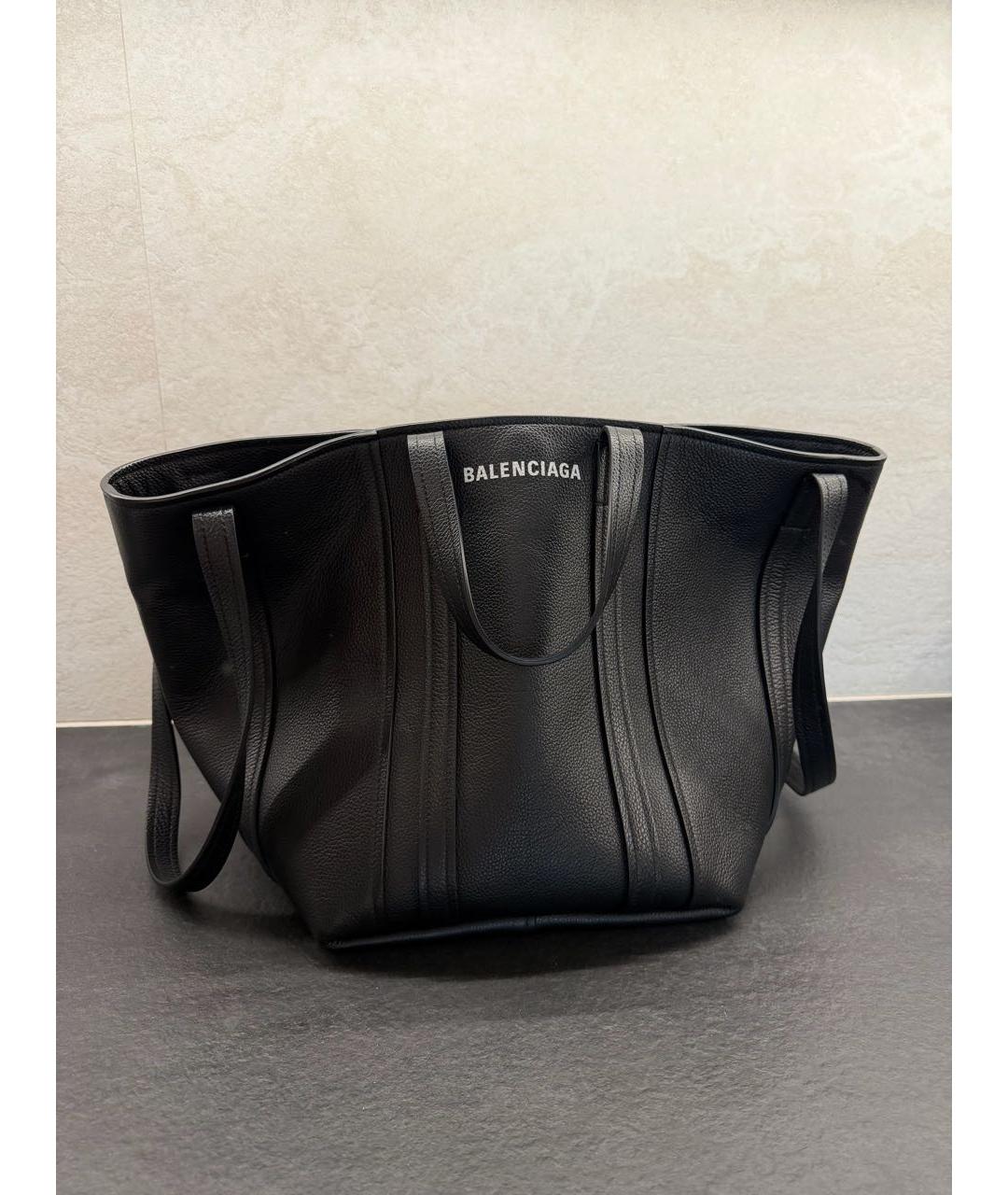 BALENCIAGA Черная кожаная сумка тоут, фото 4