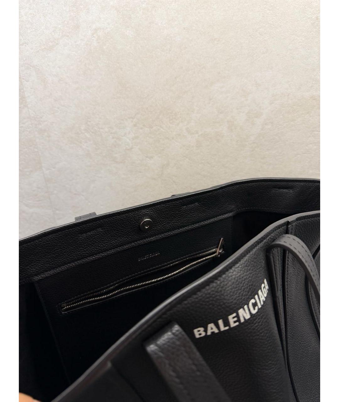 BALENCIAGA Черная кожаная сумка тоут, фото 3