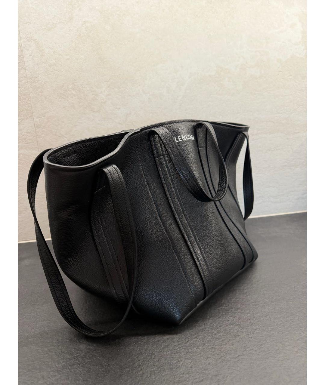 BALENCIAGA Черная кожаная сумка тоут, фото 2