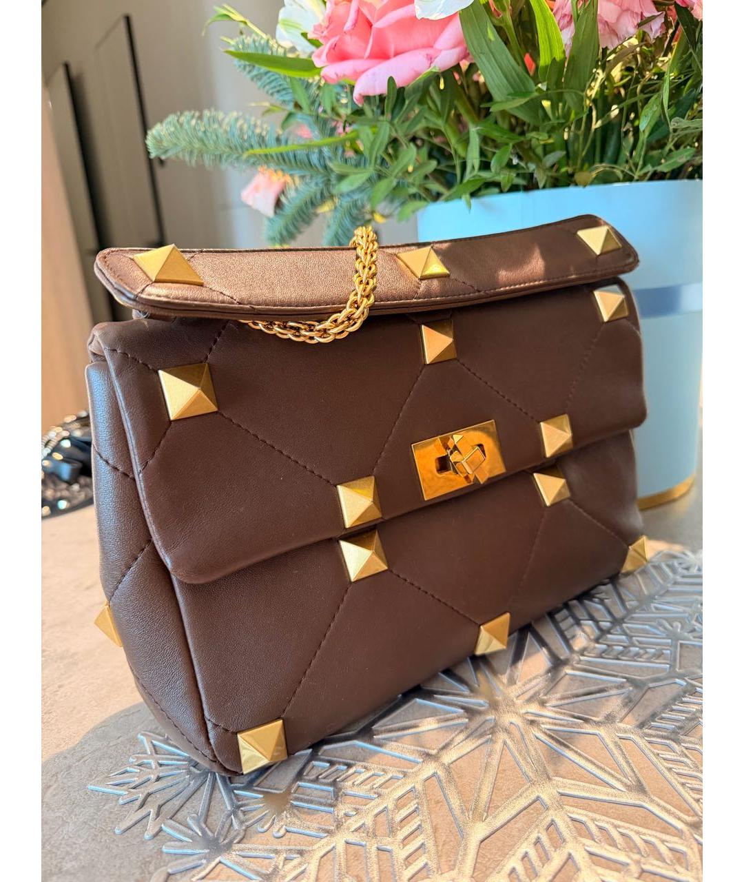 VALENTINO Коричневая кожаная сумка через плечо, фото 2