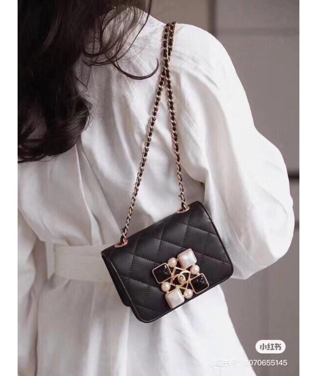 CHANEL Черная кожаная сумка через плечо, фото 9