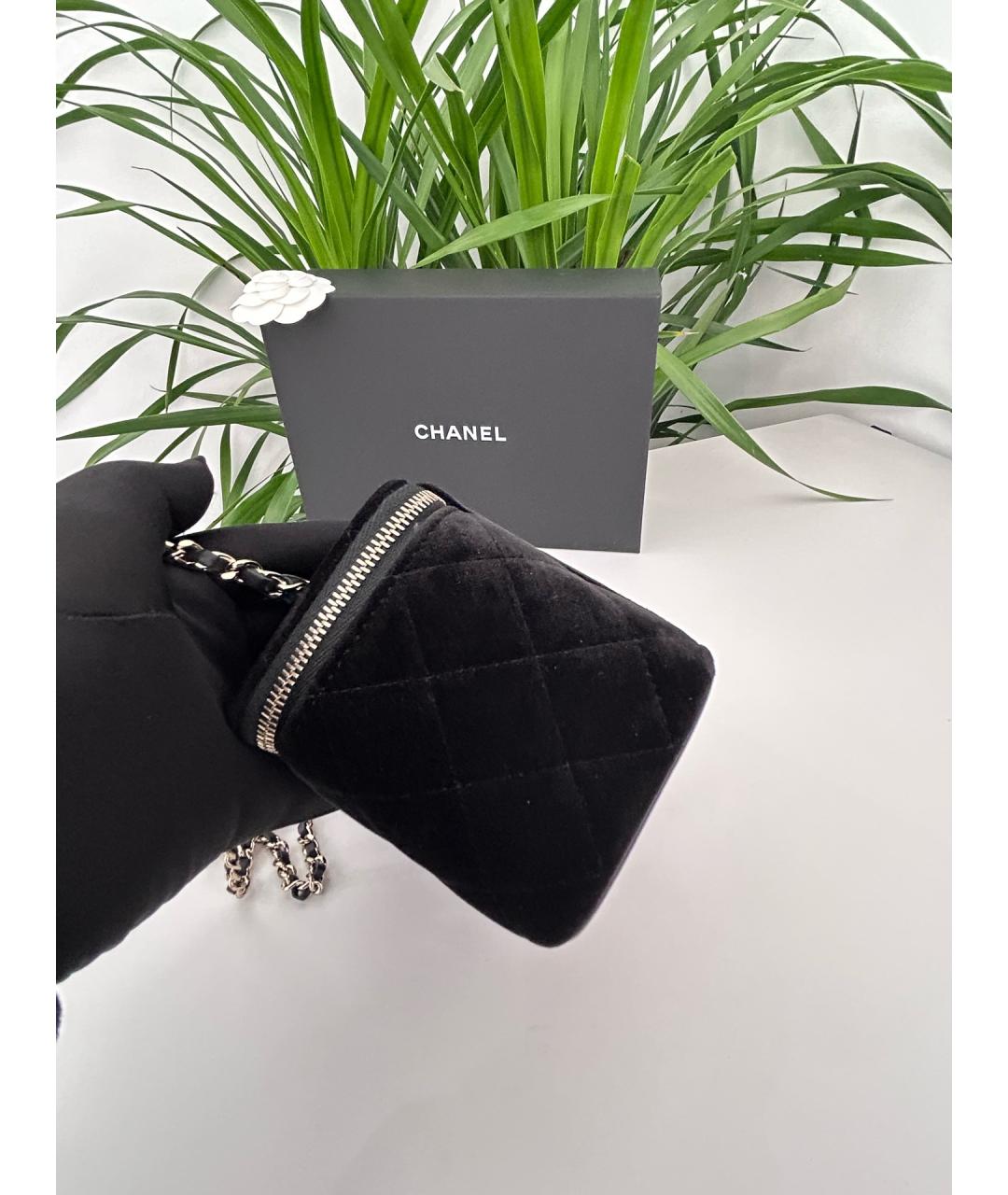 CHANEL Черная бархатная сумка через плечо, фото 5