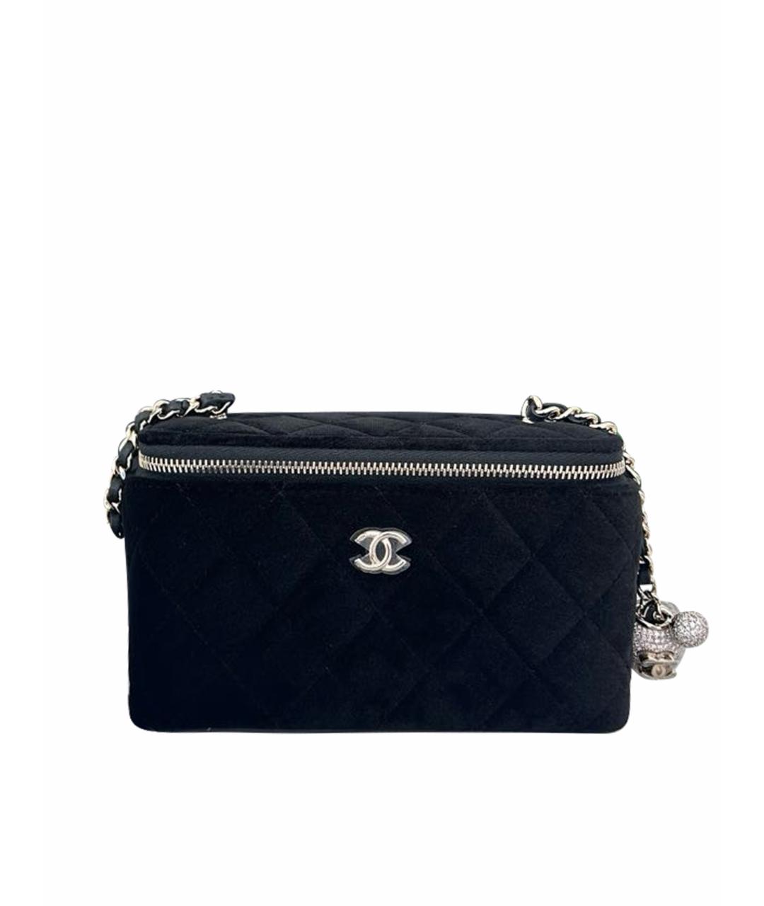 CHANEL Черная бархатная сумка через плечо, фото 1