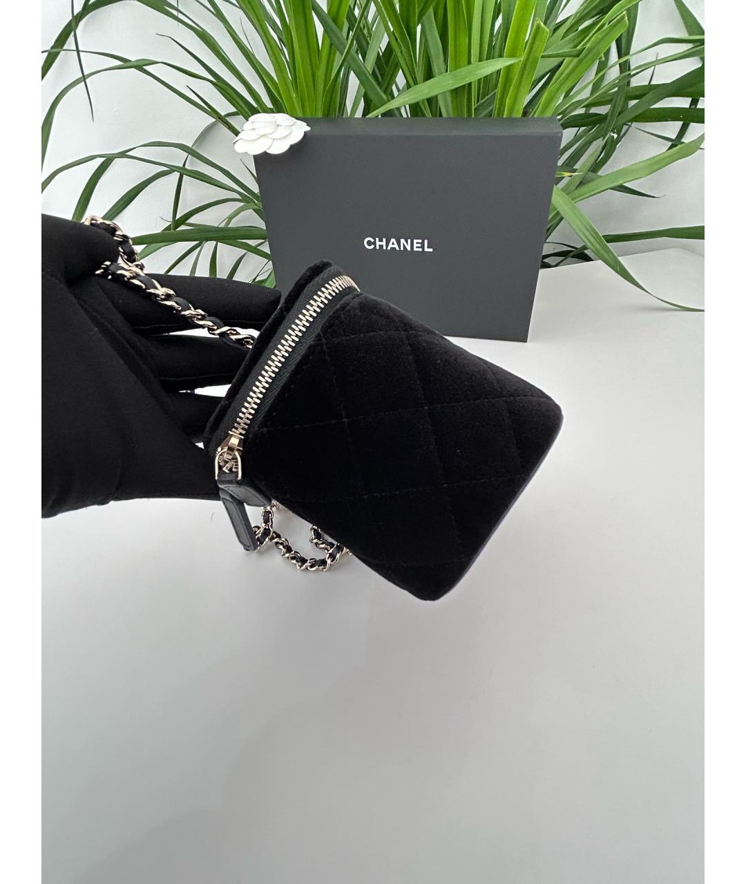CHANEL Черная бархатная сумка через плечо, фото 4