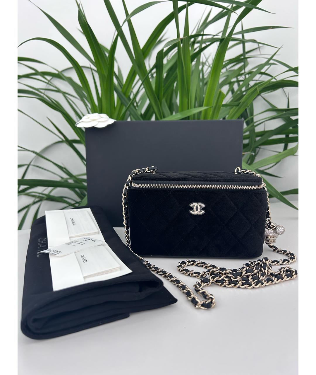 CHANEL Черная бархатная сумка через плечо, фото 10