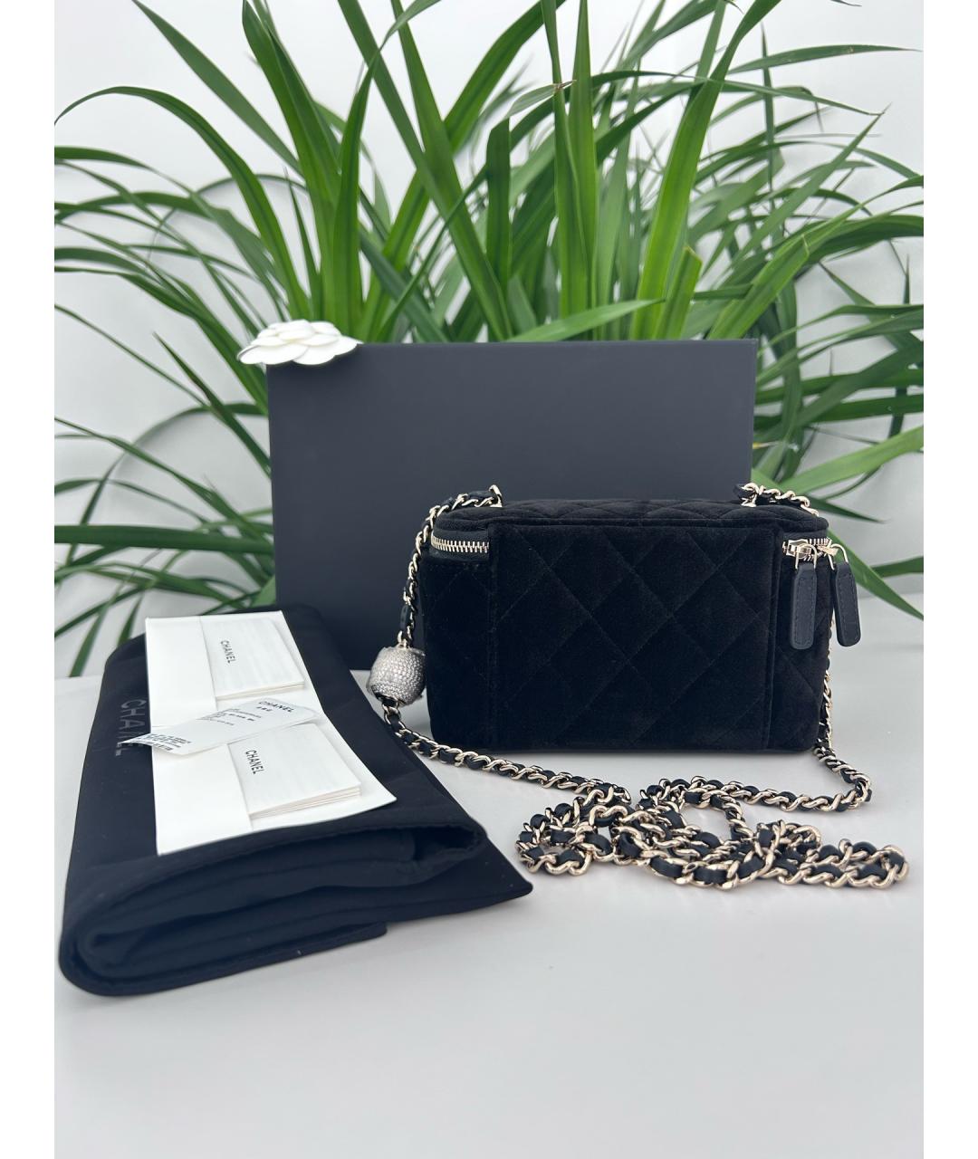 CHANEL Черная бархатная сумка через плечо, фото 2
