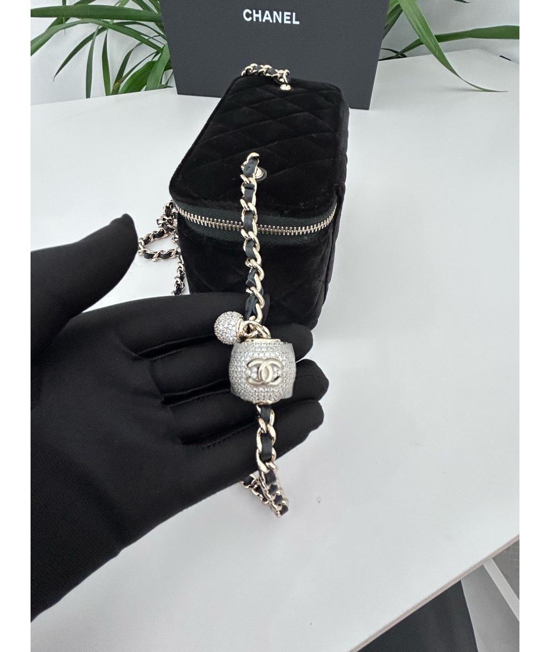 CHANEL Черная бархатная сумка через плечо, фото 6