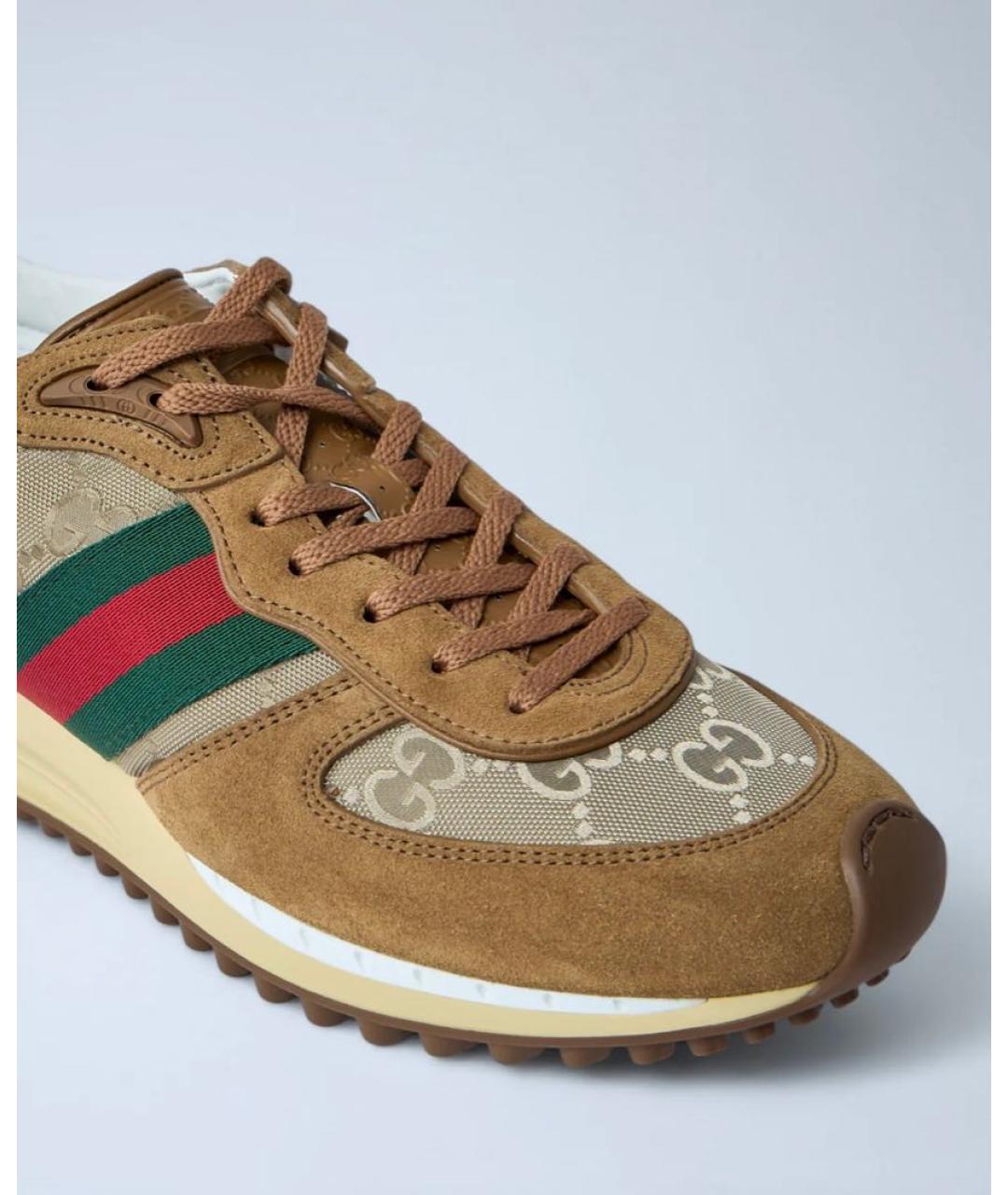 GUCCI Коричневые замшевые кроссовки, фото 3