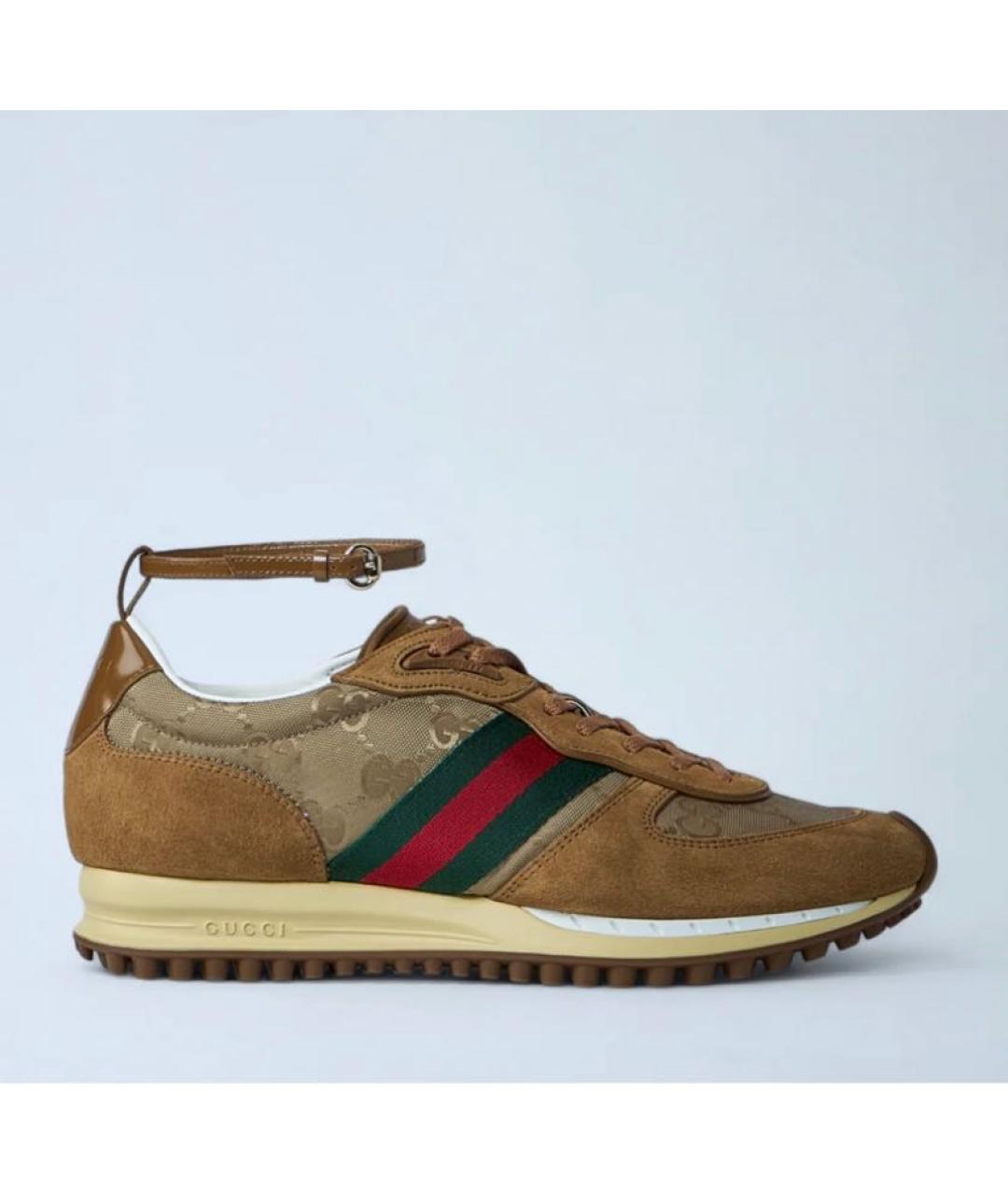 GUCCI Коричневые замшевые кроссовки, фото 7