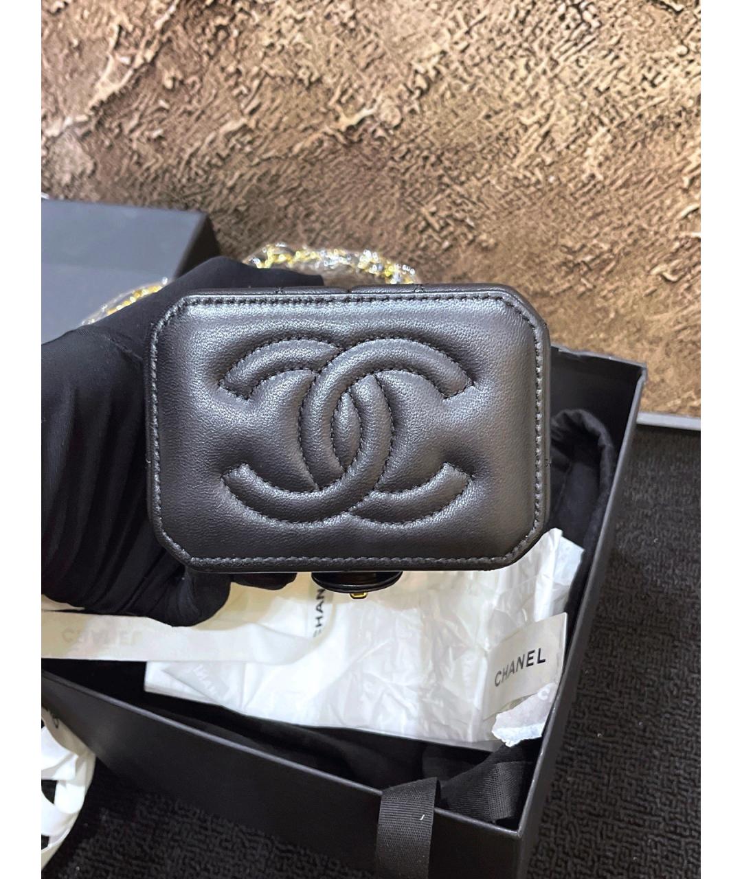 CHANEL Черная кожаная сумка через плечо, фото 6