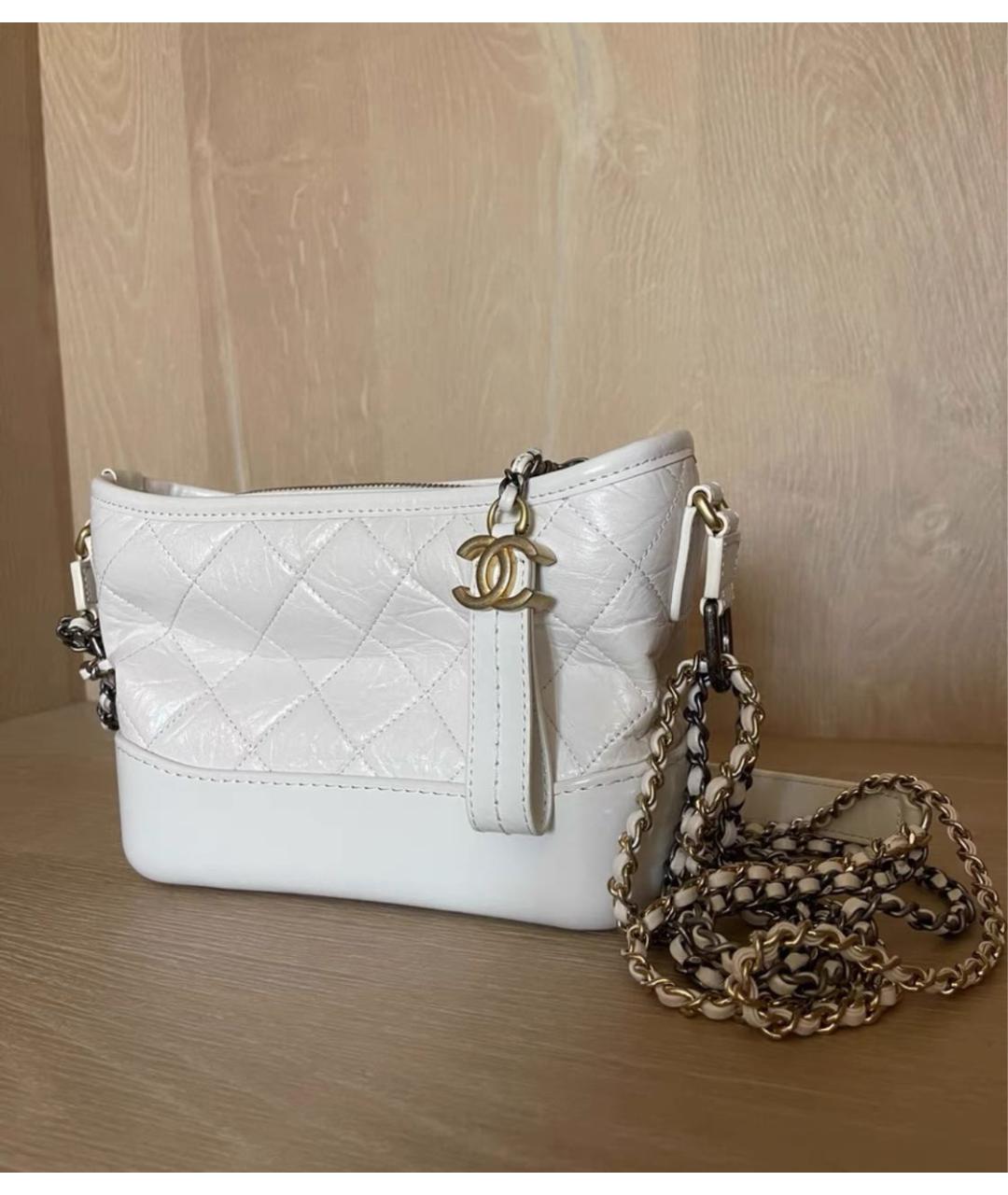 CHANEL Белая кожаная сумка через плечо, фото 3