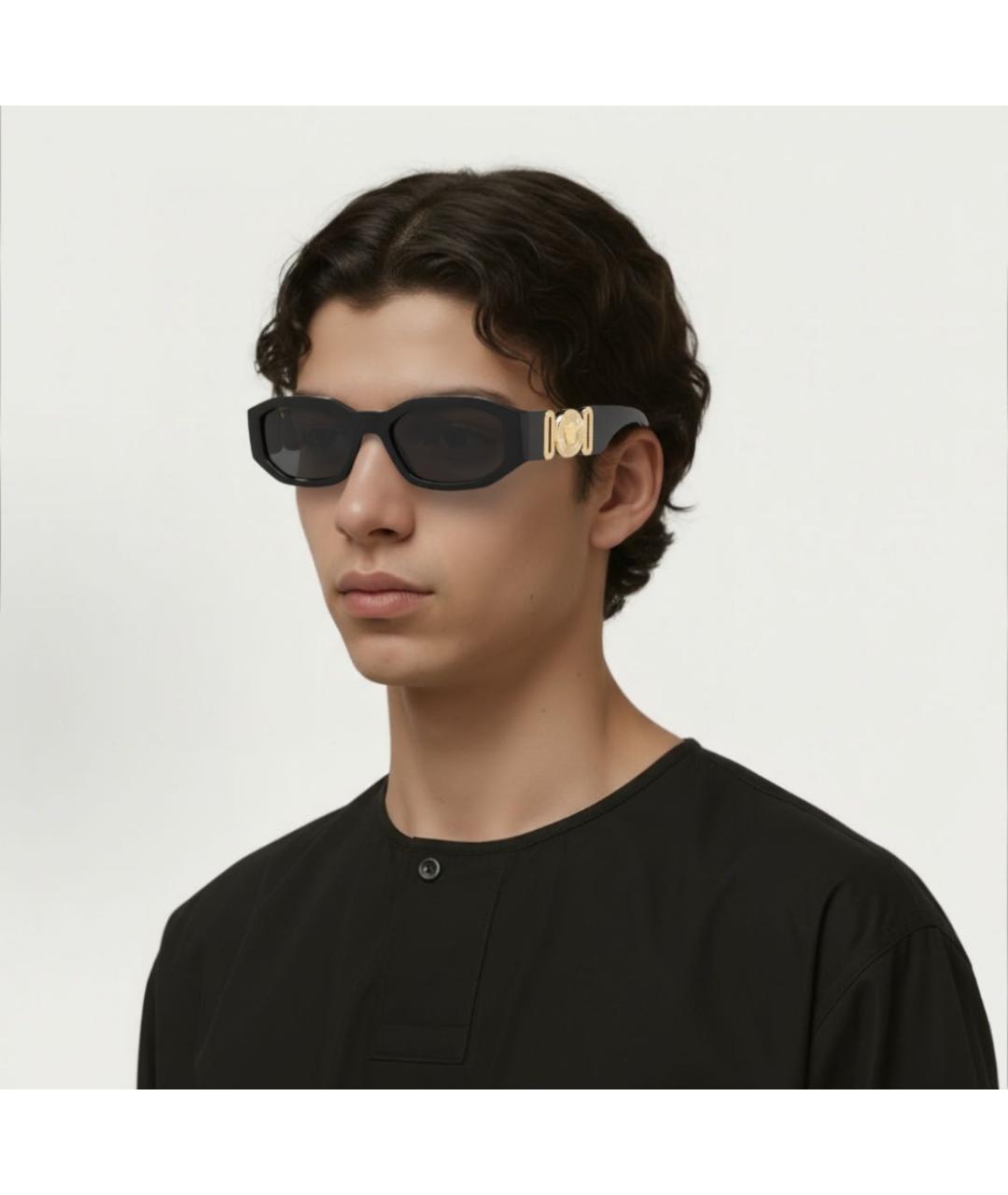 VERSACE Черные пластиковые солнцезащитные очки, фото 5