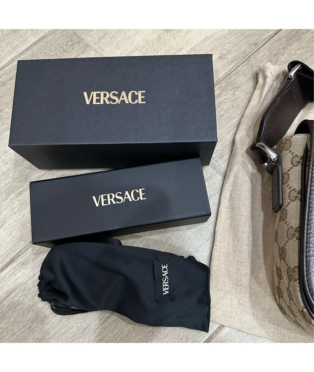 VERSACE Черные пластиковые солнцезащитные очки, фото 4