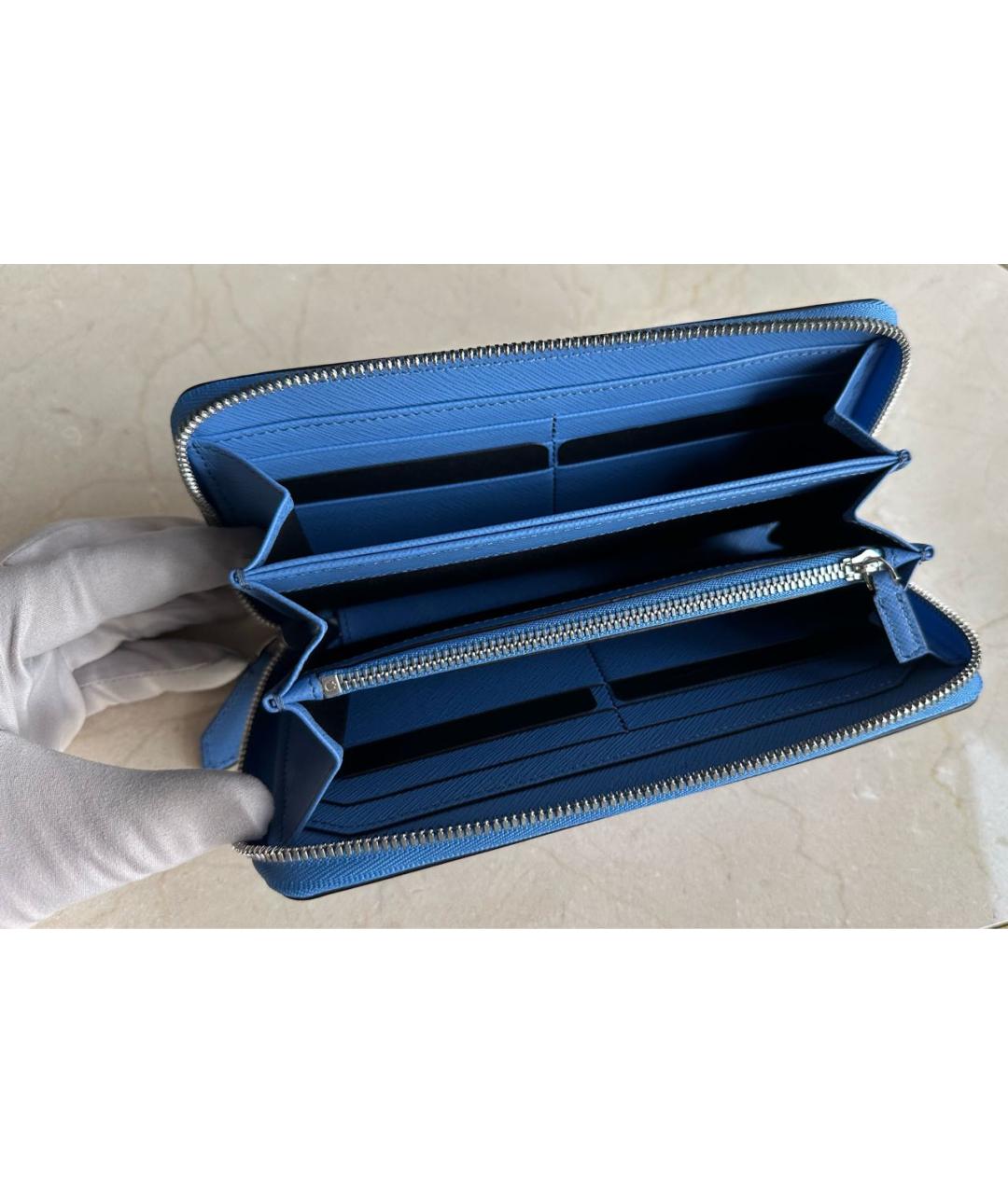 MONTBLANC Голубой кожаный кошелек, фото 5
