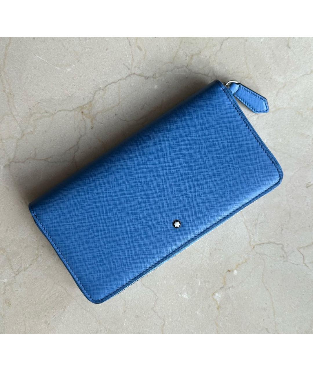 MONTBLANC Голубой кожаный кошелек, фото 4