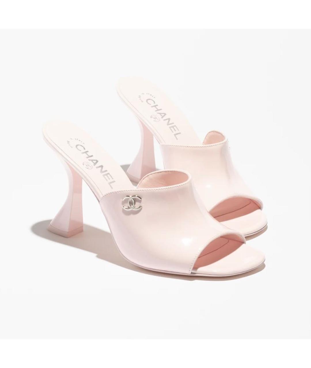 CHANEL Розовые мюли из лакированной кожи, фото 2