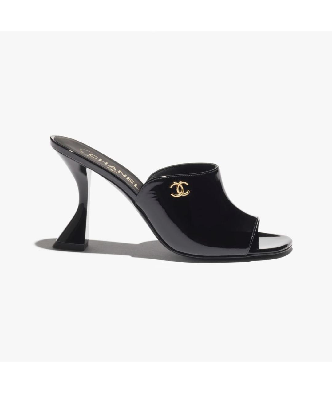 CHANEL Черные мюли из лакированной кожи, фото 3