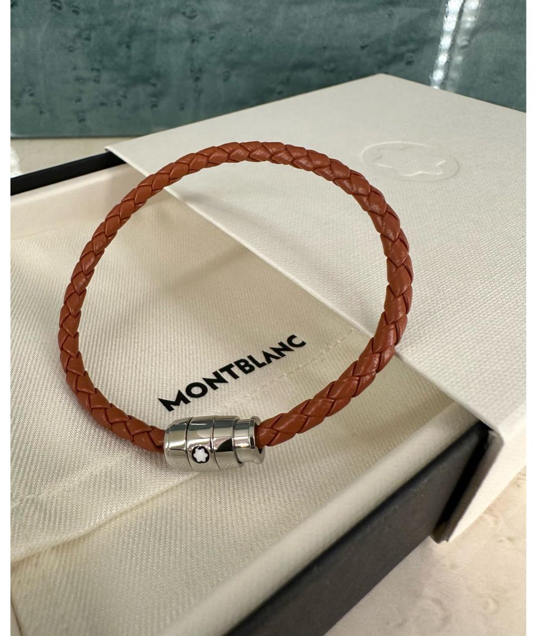 MONTBLANC Коричневый кожаный браслет, фото 7