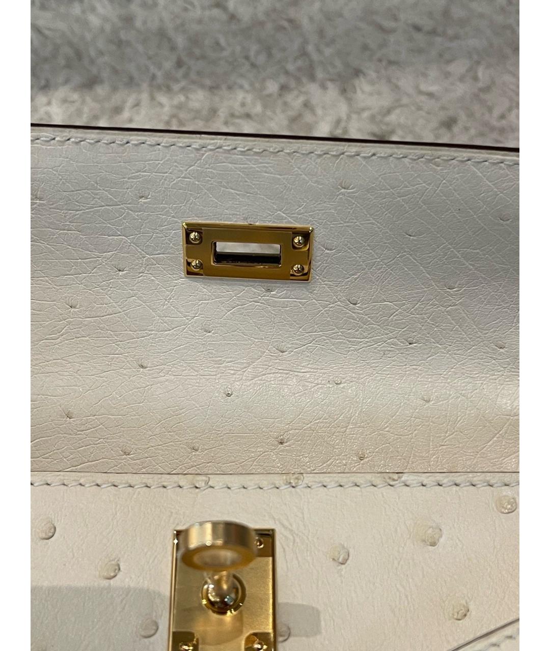 HERMES Белая сумка с короткими ручками из экзотической кожи, фото 6