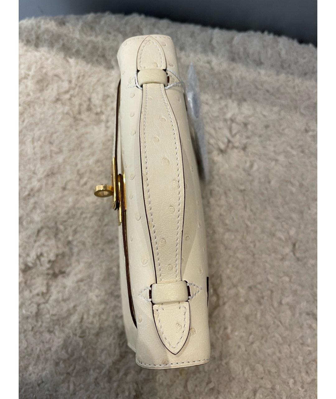 HERMES Белая сумка с короткими ручками из экзотической кожи, фото 8