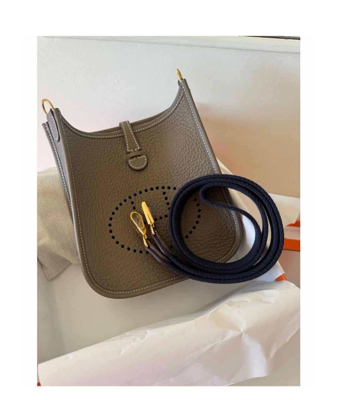 HERMES Серая кожаная сумка через плечо, фото 3