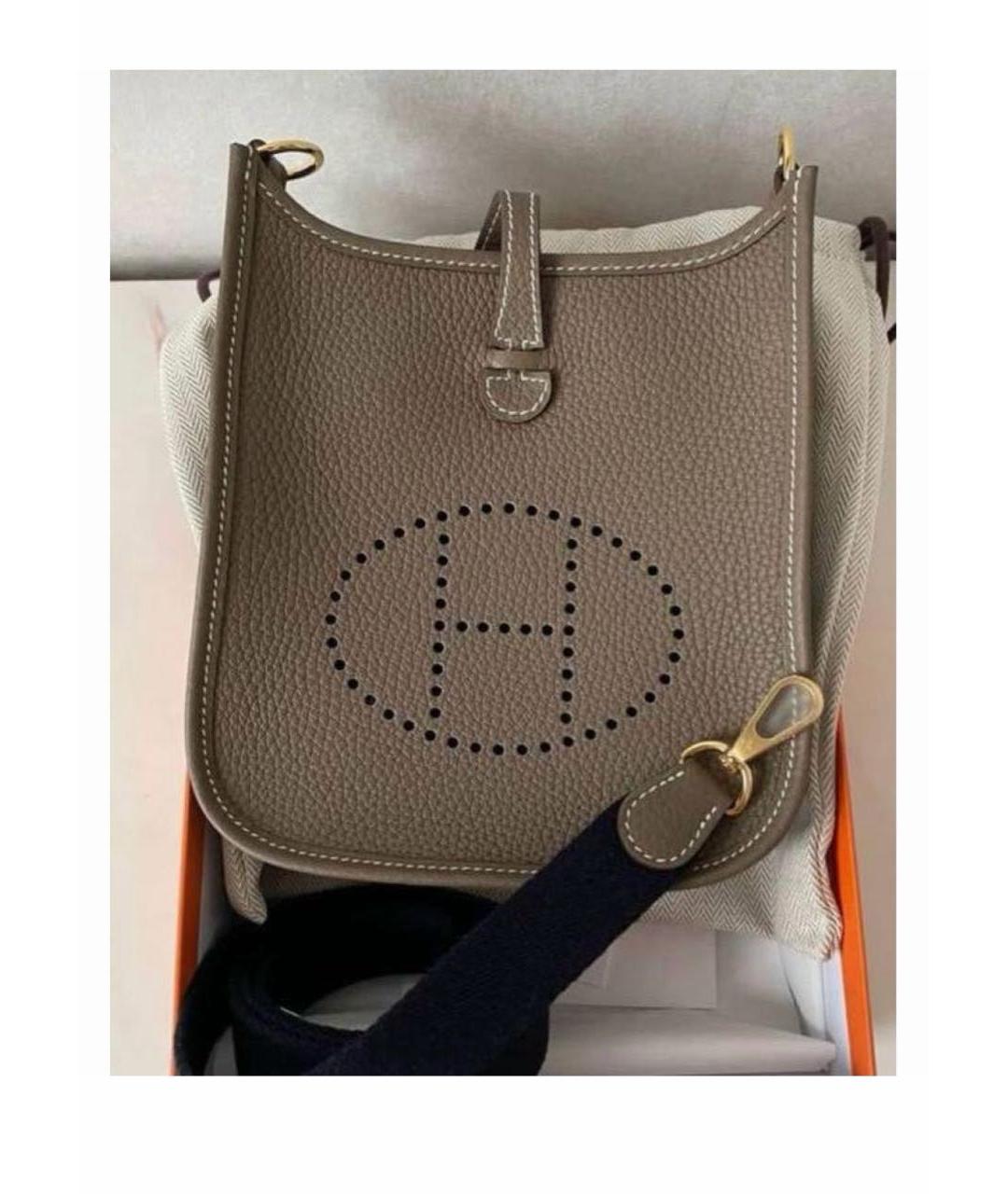 HERMES Серая кожаная сумка через плечо, фото 2