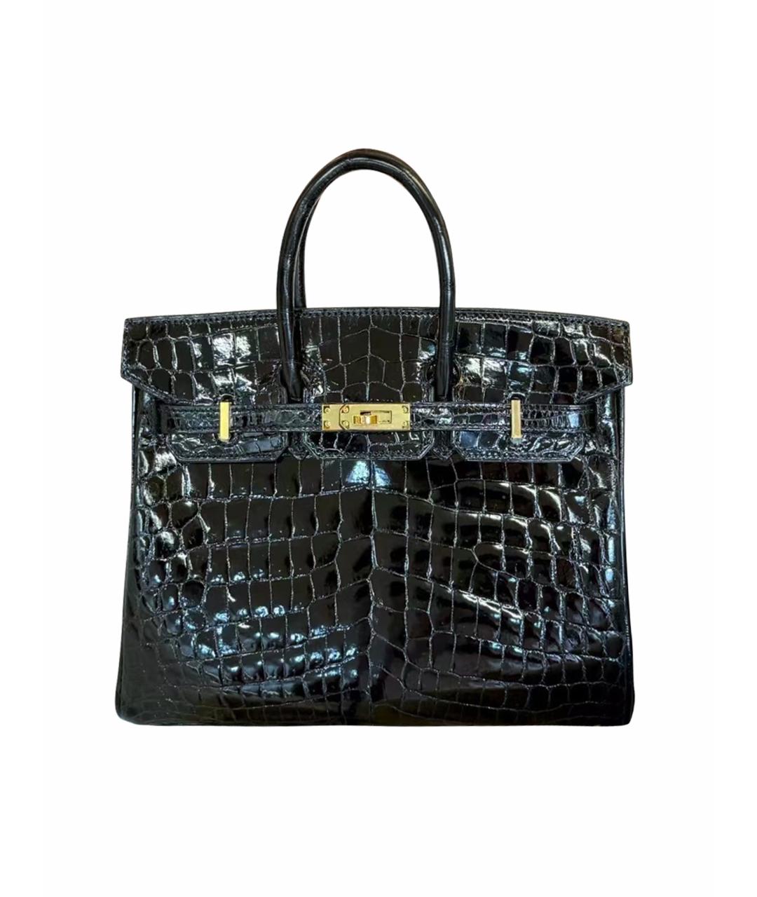 HERMES Черная сумка с короткими ручками из лакированной кожи, фото 1