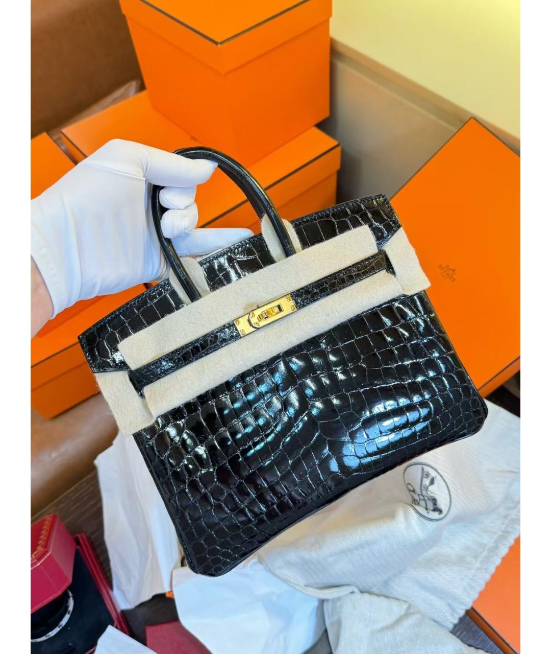 HERMES Черная сумка с короткими ручками из лакированной кожи, фото 2