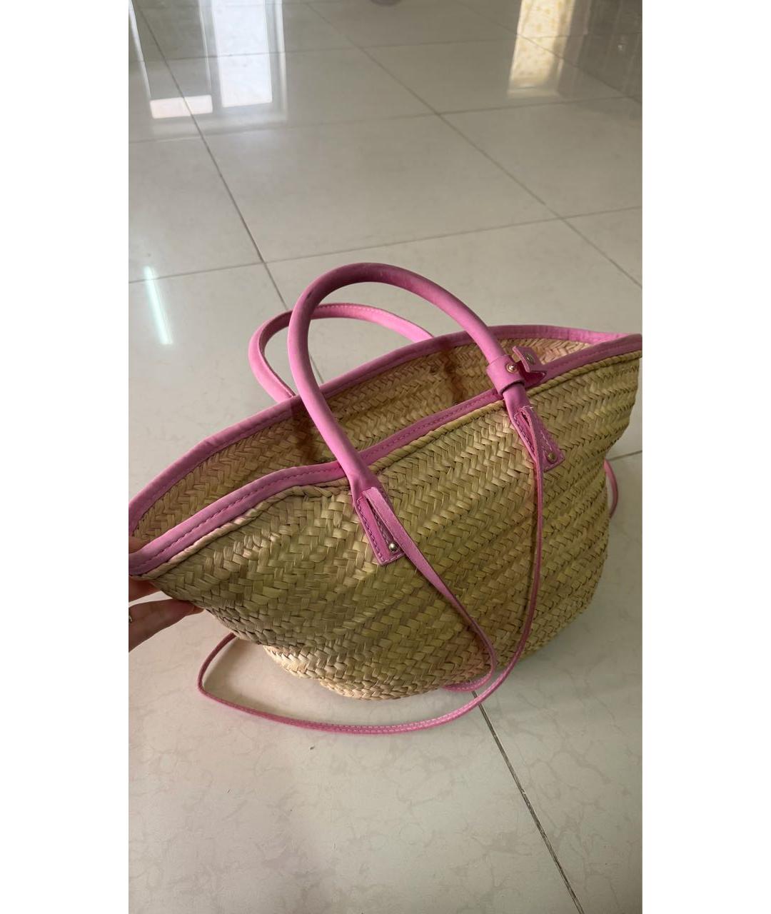 JACQUEMUS Розовая пелетеная пляжная сумка, фото 8