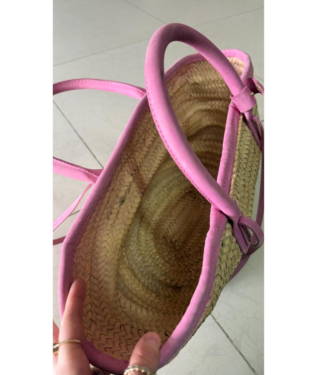 JACQUEMUS Розовая пелетеная пляжная сумка, фото 7