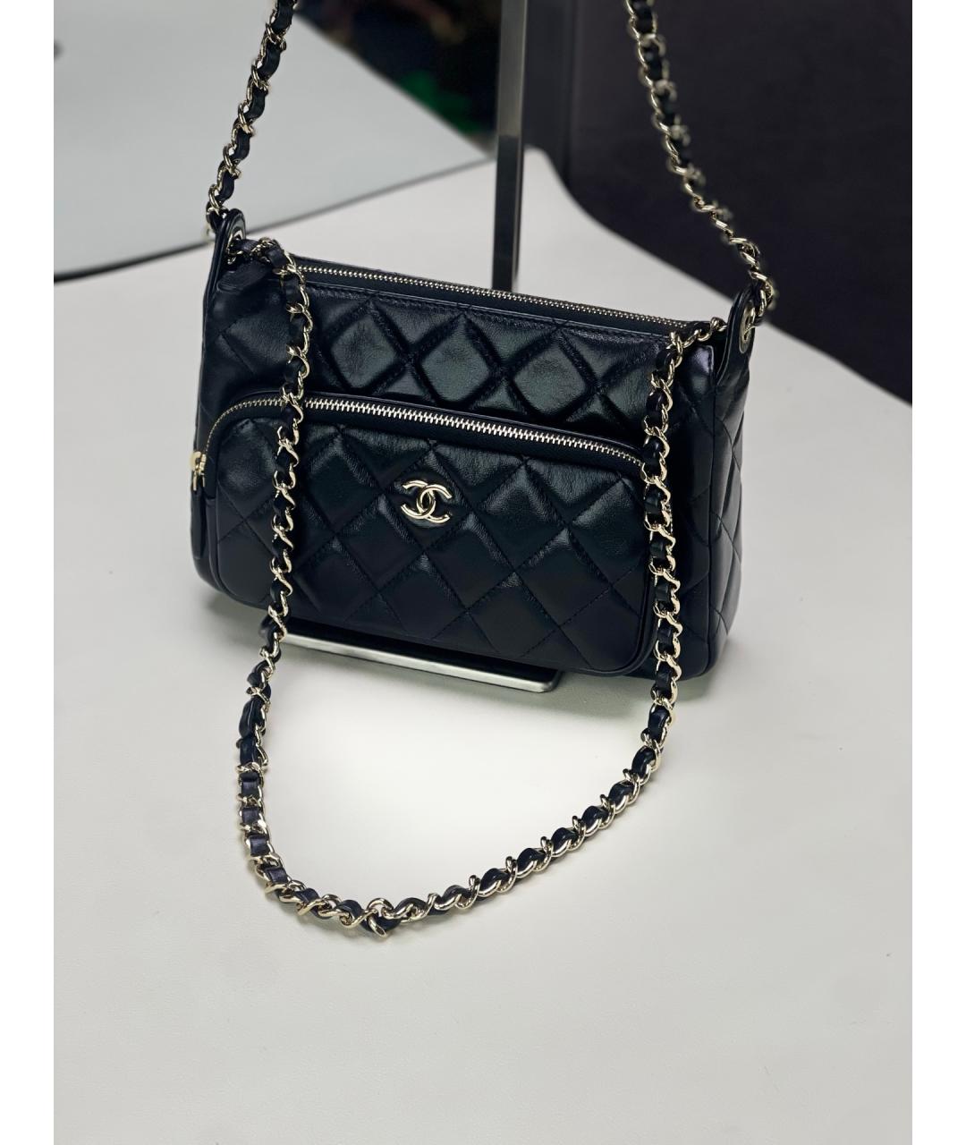 CHANEL Черная кожаная сумка через плечо, фото 8