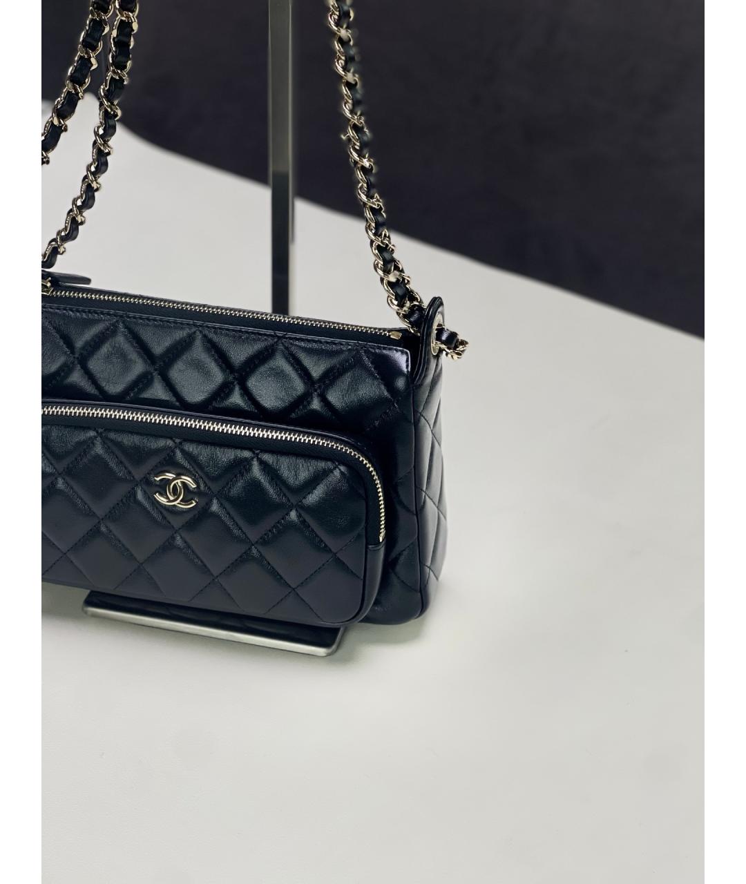CHANEL Черная кожаная сумка через плечо, фото 7