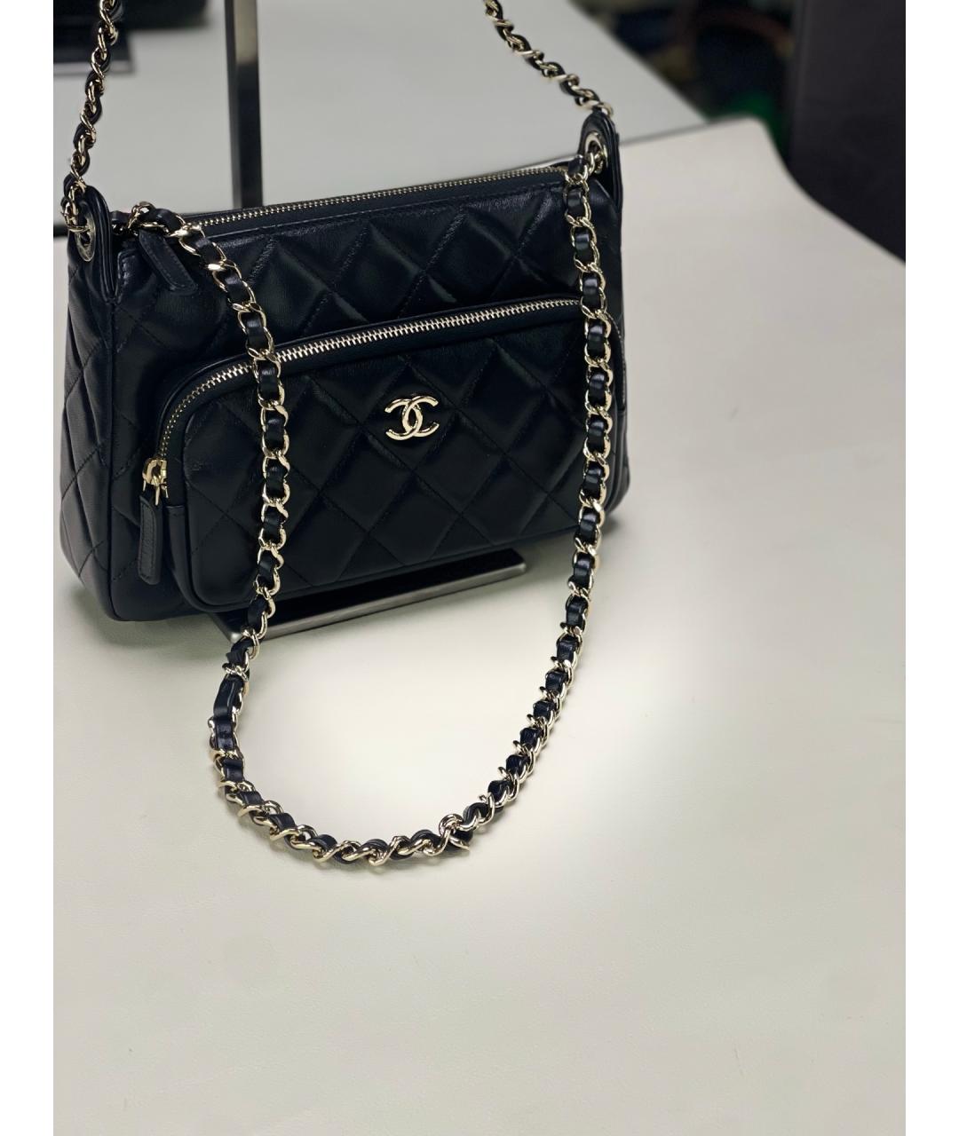 CHANEL Черная кожаная сумка через плечо, фото 9