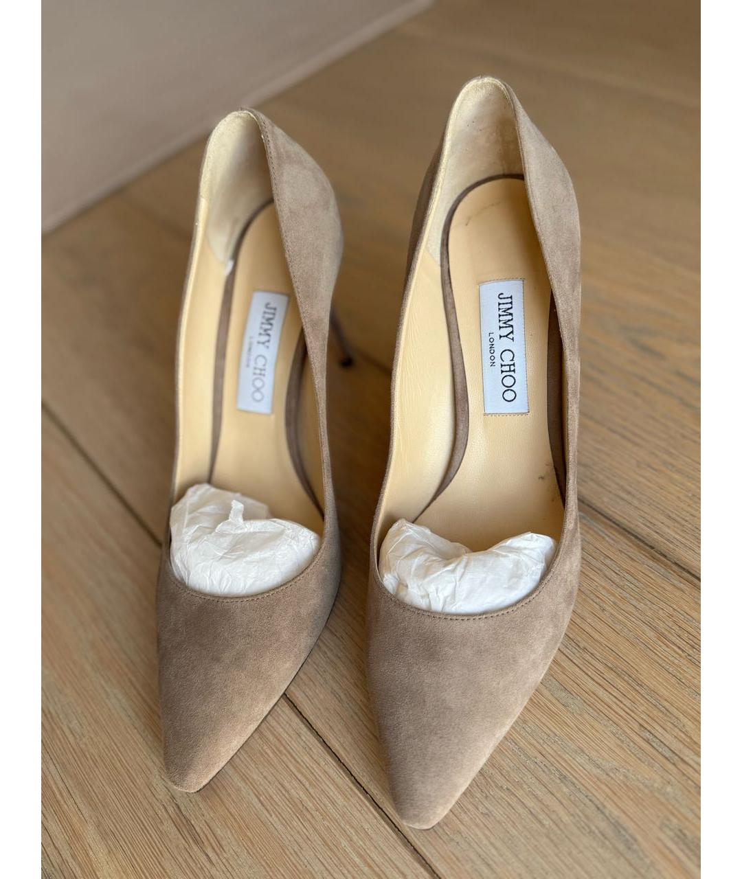 JIMMY CHOO Бежевые замшевые туфли, фото 2