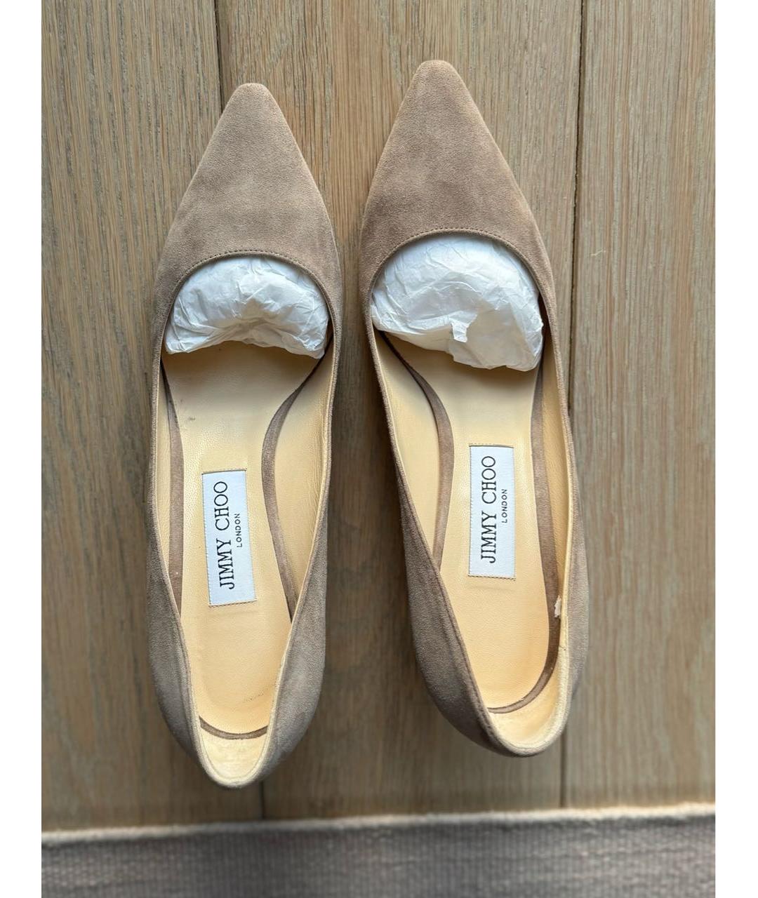 JIMMY CHOO Бежевые замшевые туфли, фото 3