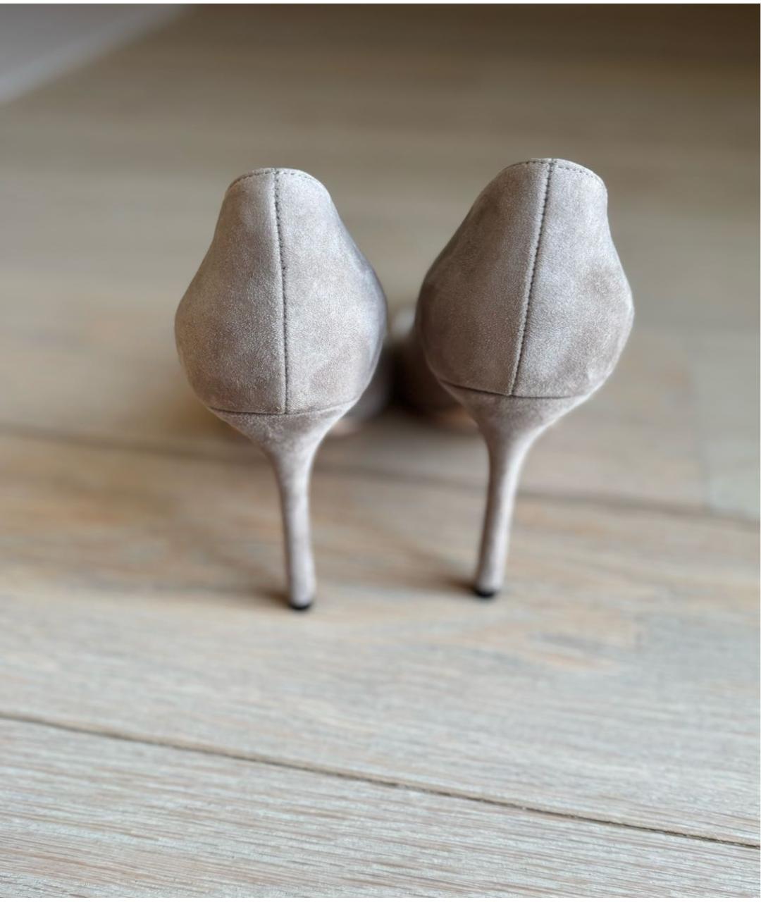 JIMMY CHOO Бежевые замшевые туфли, фото 4