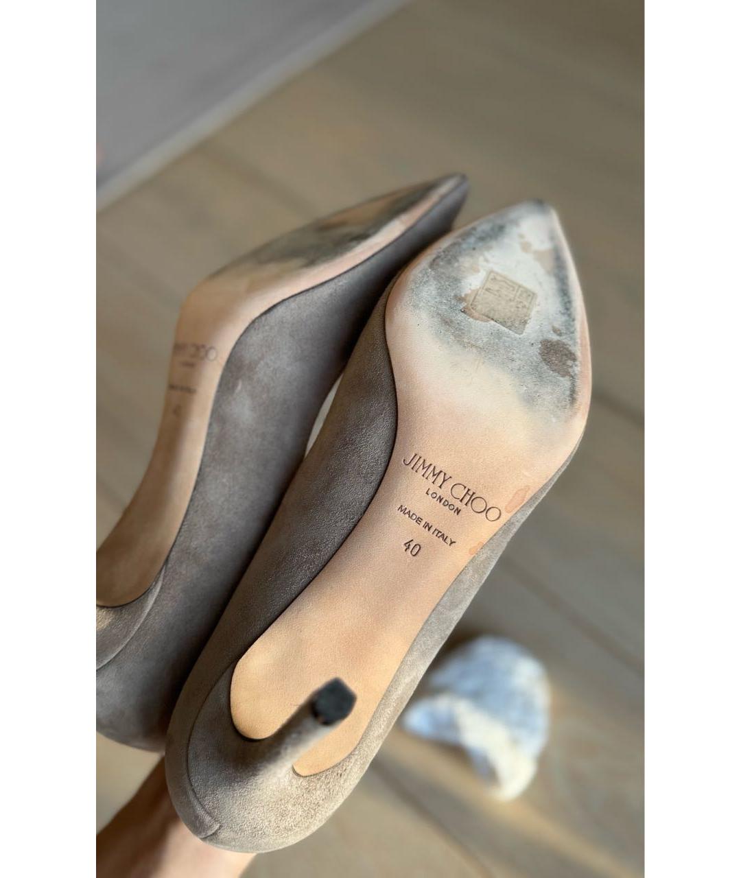 JIMMY CHOO Бежевые замшевые туфли, фото 5