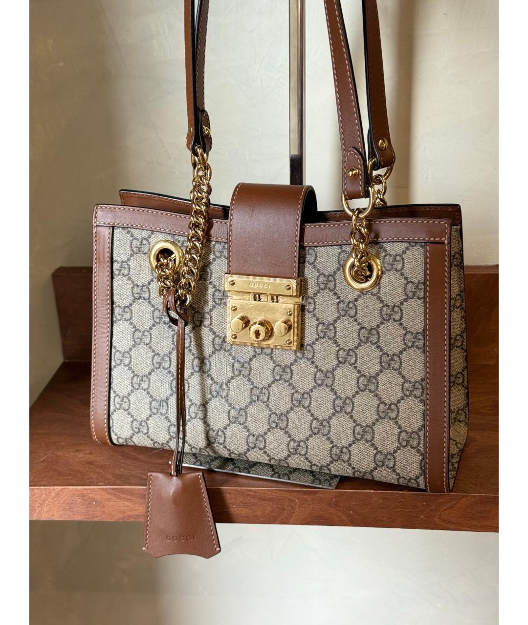 GUCCI Коричневая деним сумка с короткими ручками, фото 2