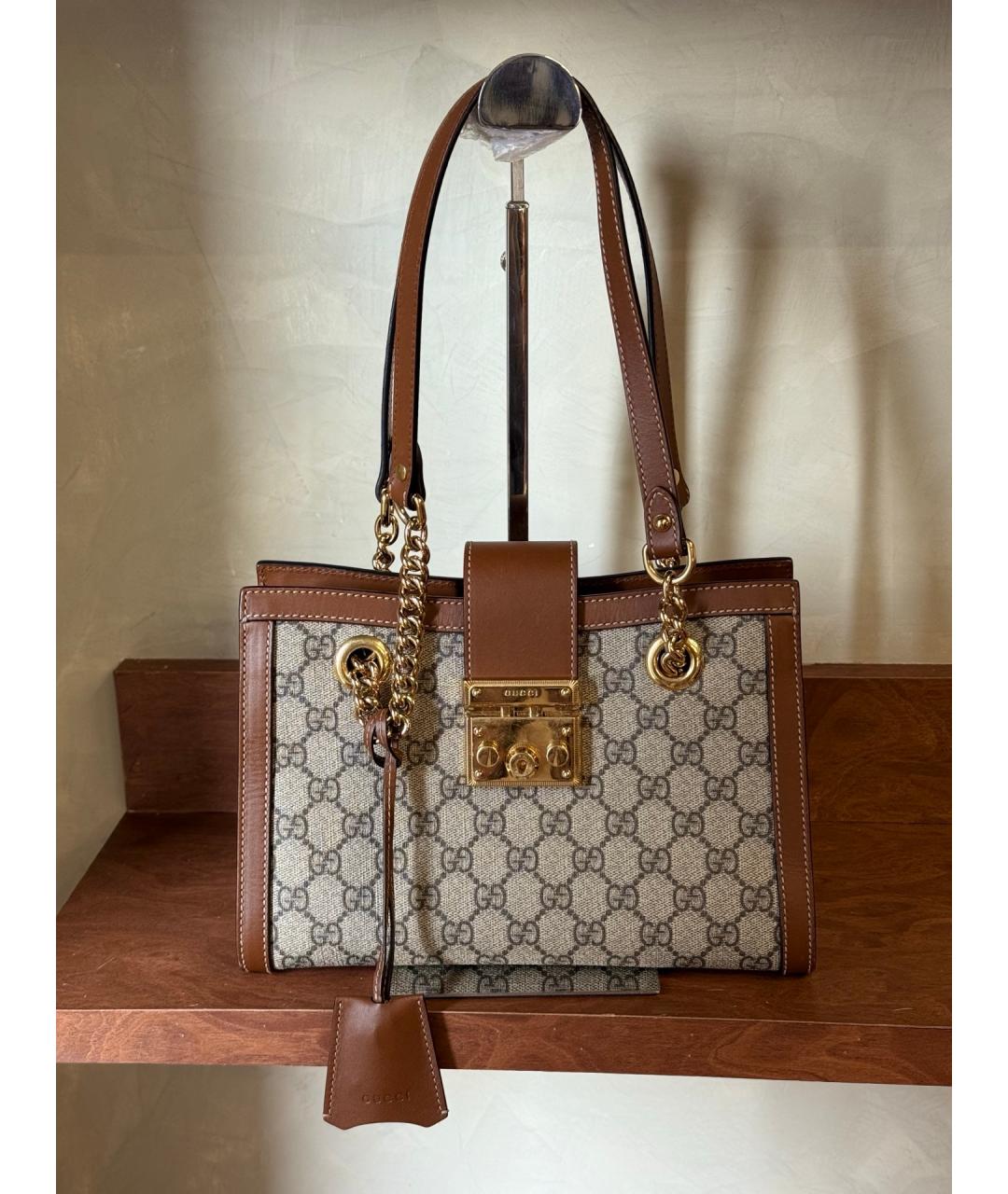 GUCCI Коричневая деним сумка с короткими ручками, фото 9