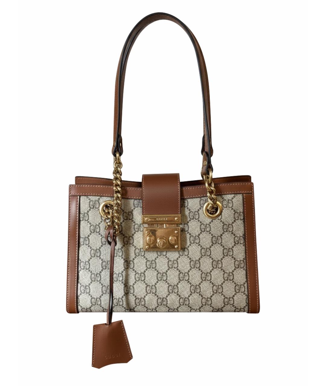 GUCCI Коричневая деним сумка с короткими ручками, фото 1