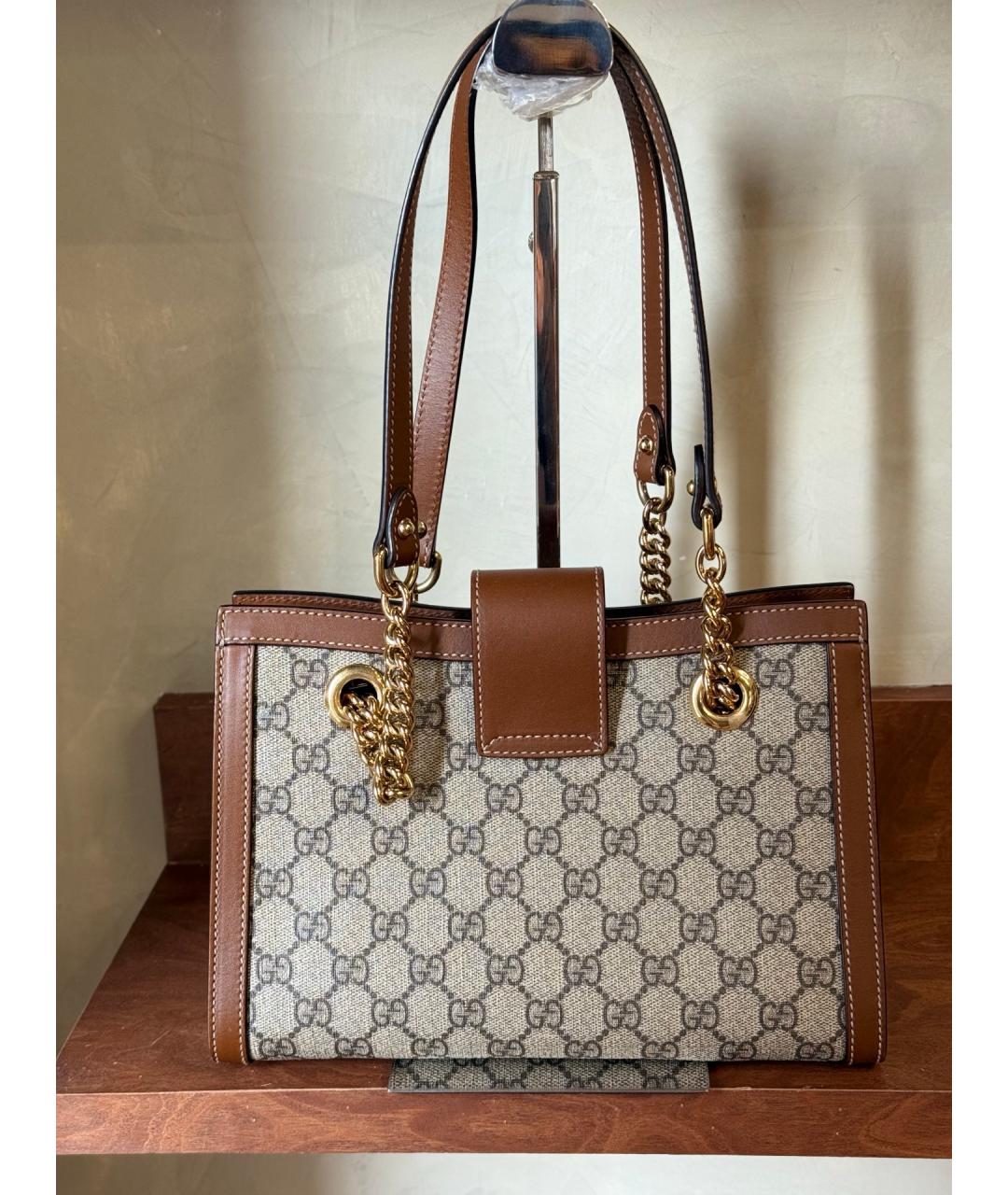 GUCCI Коричневая деним сумка с короткими ручками, фото 5