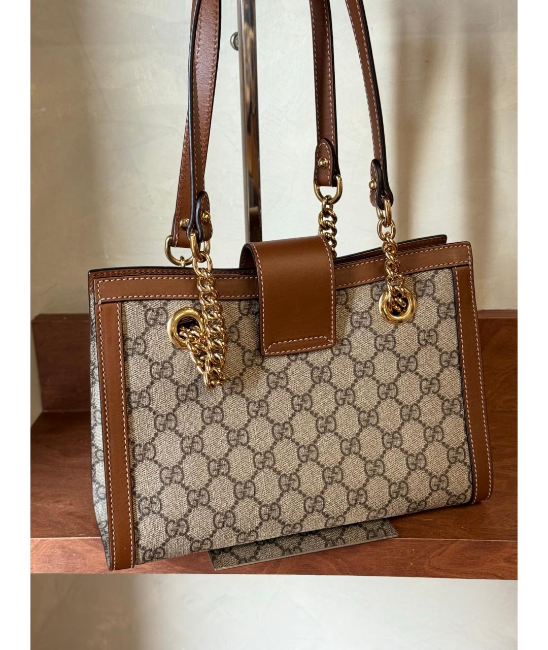 GUCCI Коричневая деним сумка с короткими ручками, фото 7