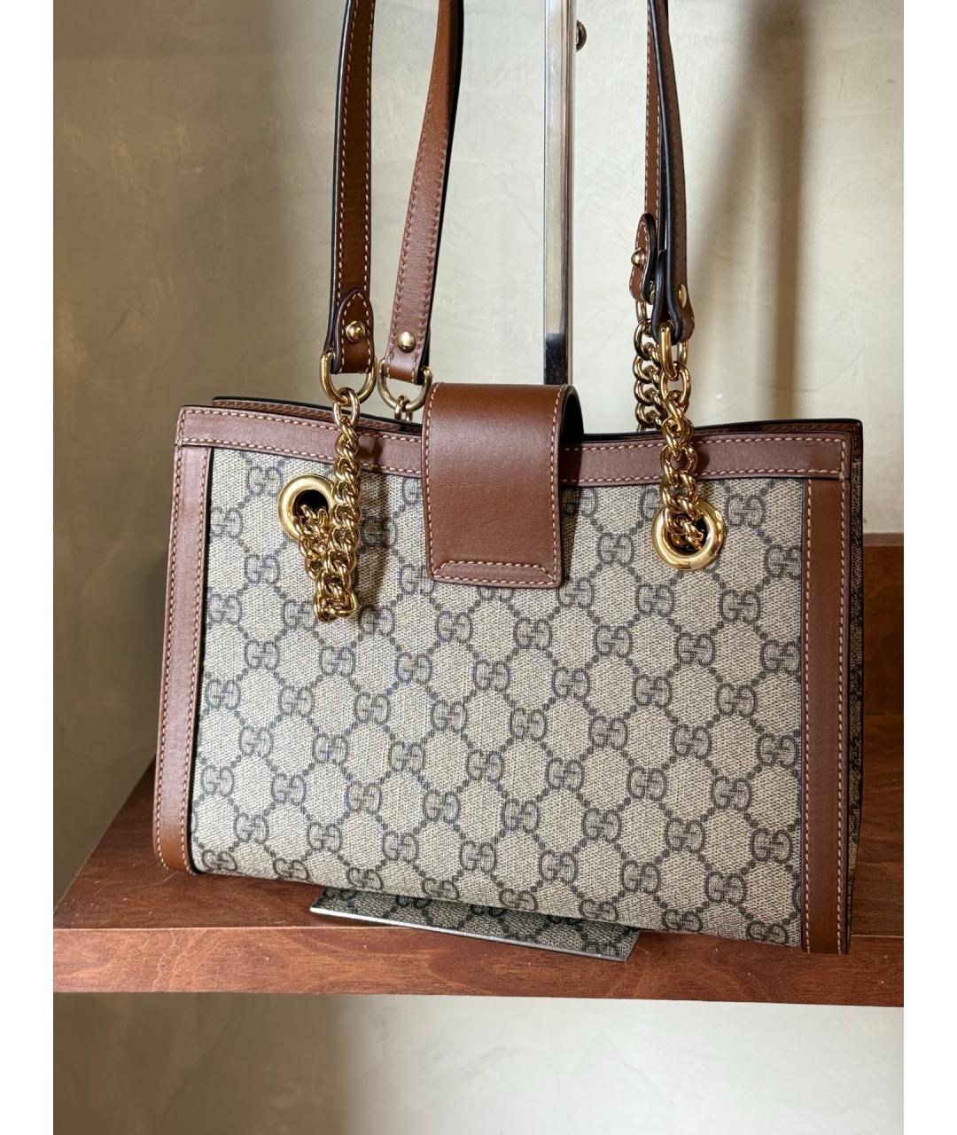 GUCCI Коричневая деним сумка с короткими ручками, фото 6