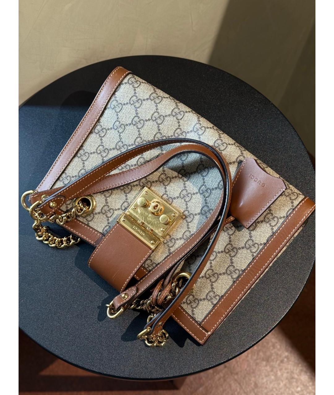 GUCCI Коричневая деним сумка с короткими ручками, фото 8