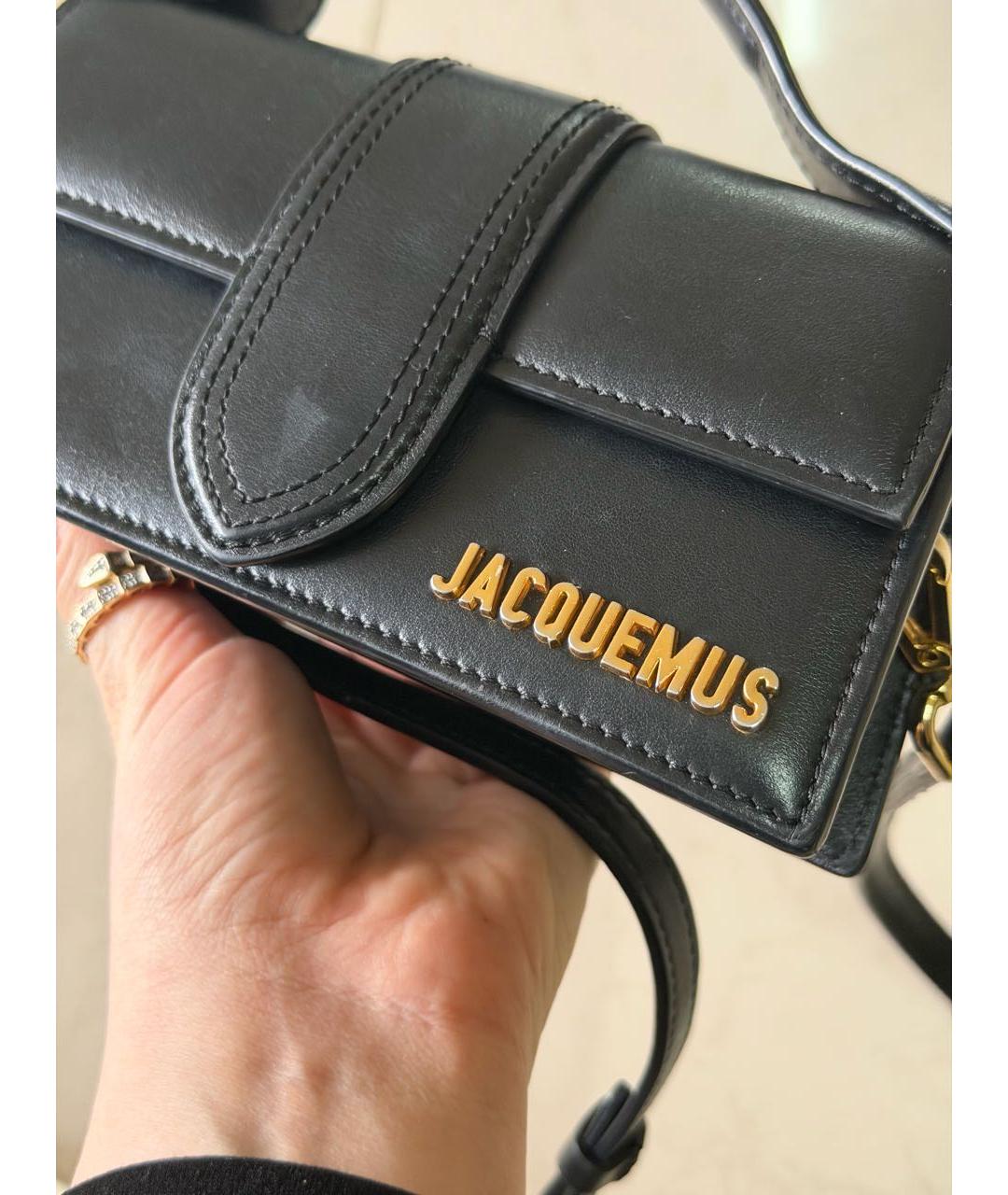 JACQUEMUS Черная кожаная сумка через плечо, фото 5