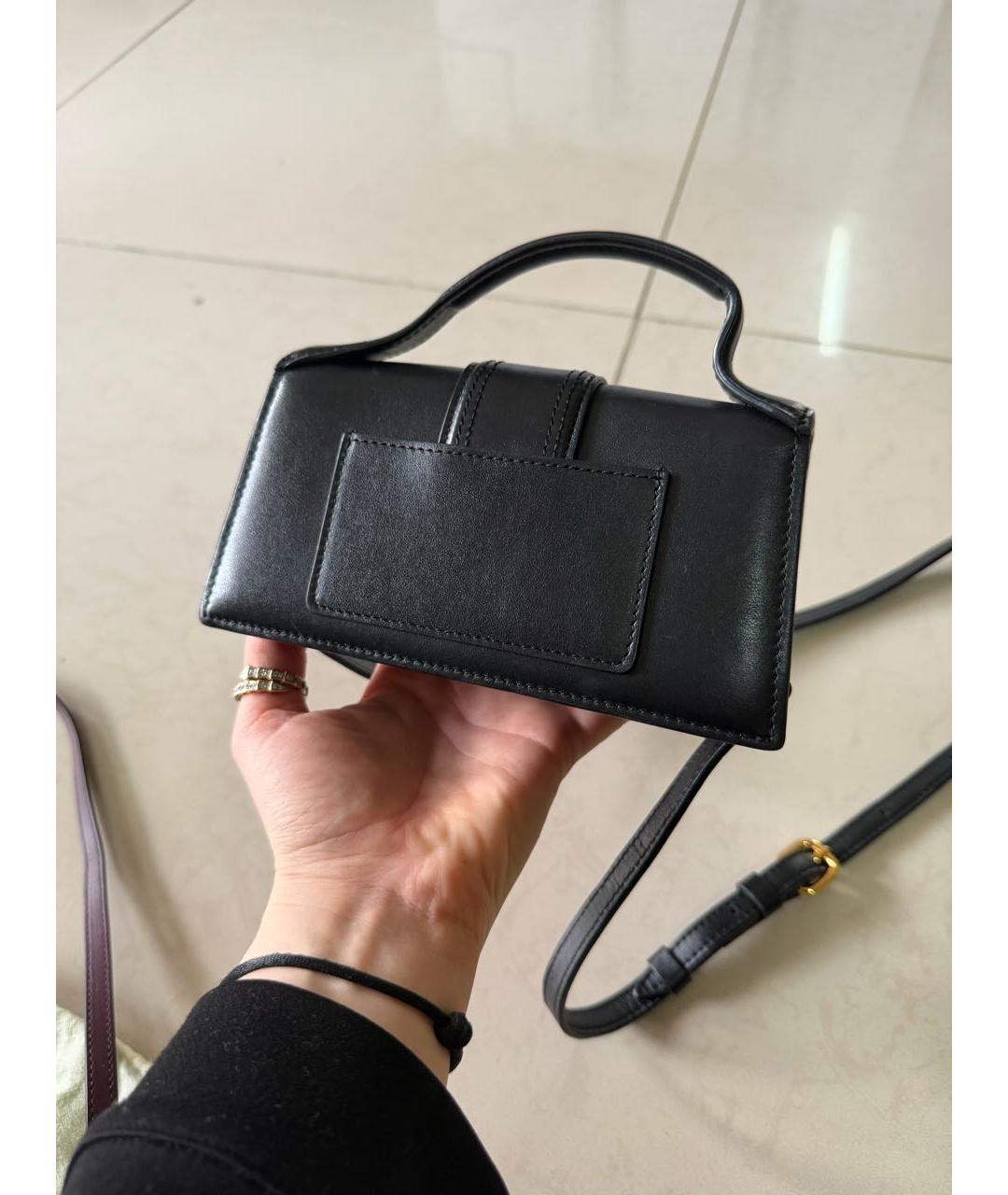 JACQUEMUS Черная кожаная сумка через плечо, фото 3